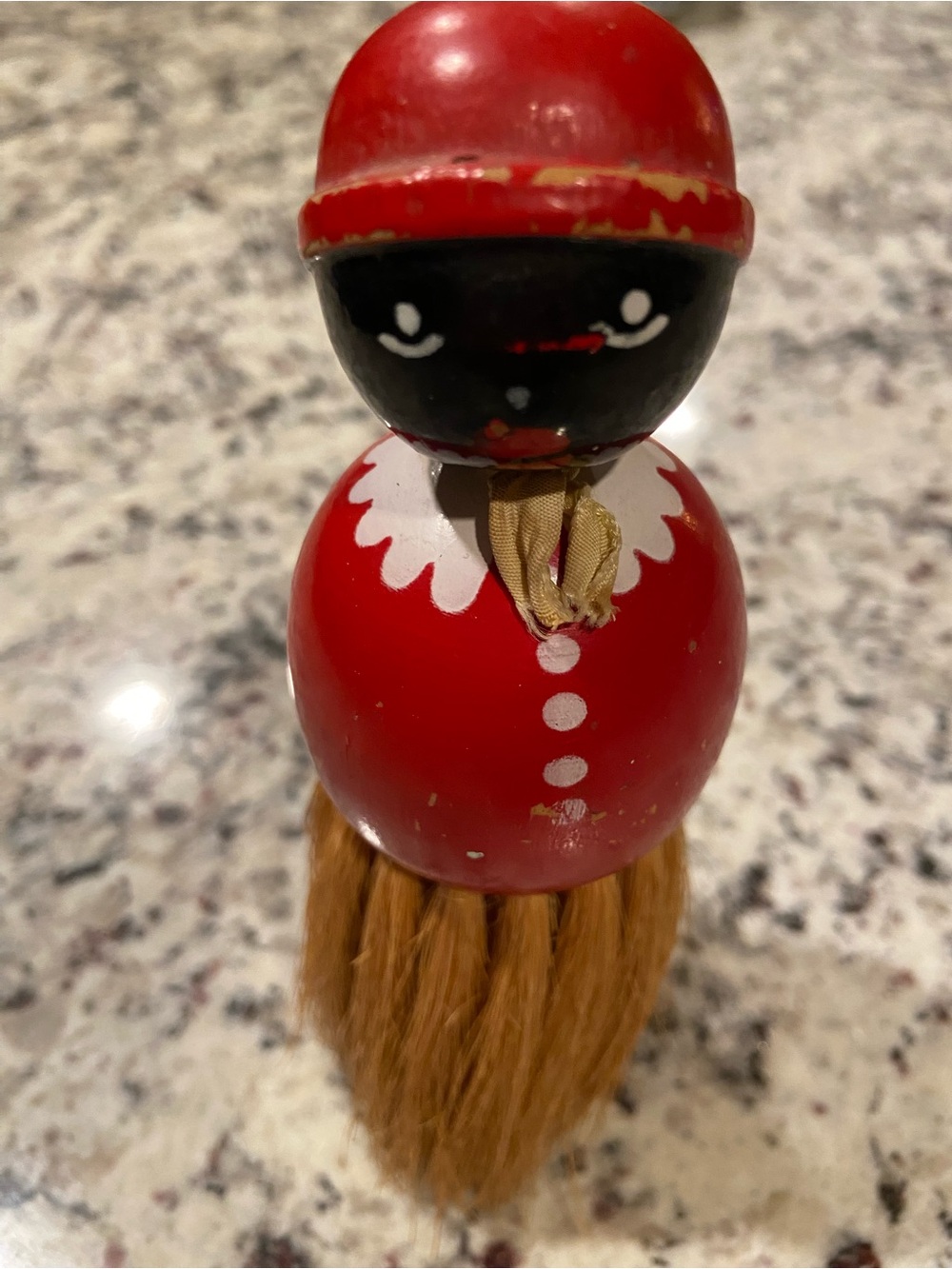 Vintage African American Red Wooden Straw Brush Crumb Doll